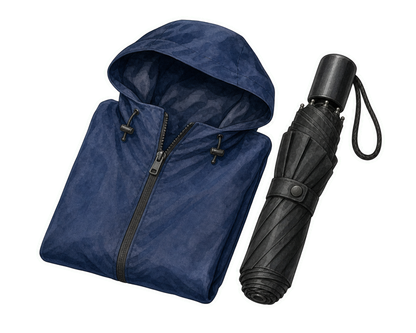 Packable Rain Shell And Umbrella