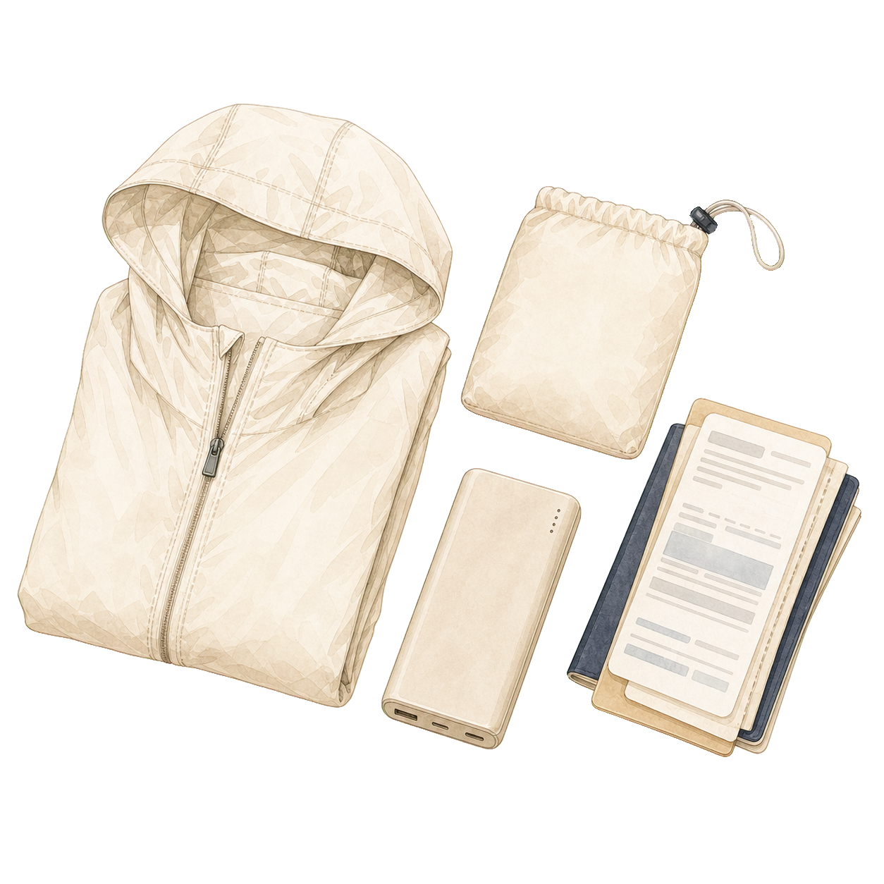 Packable Rain Shell And Travel Docs