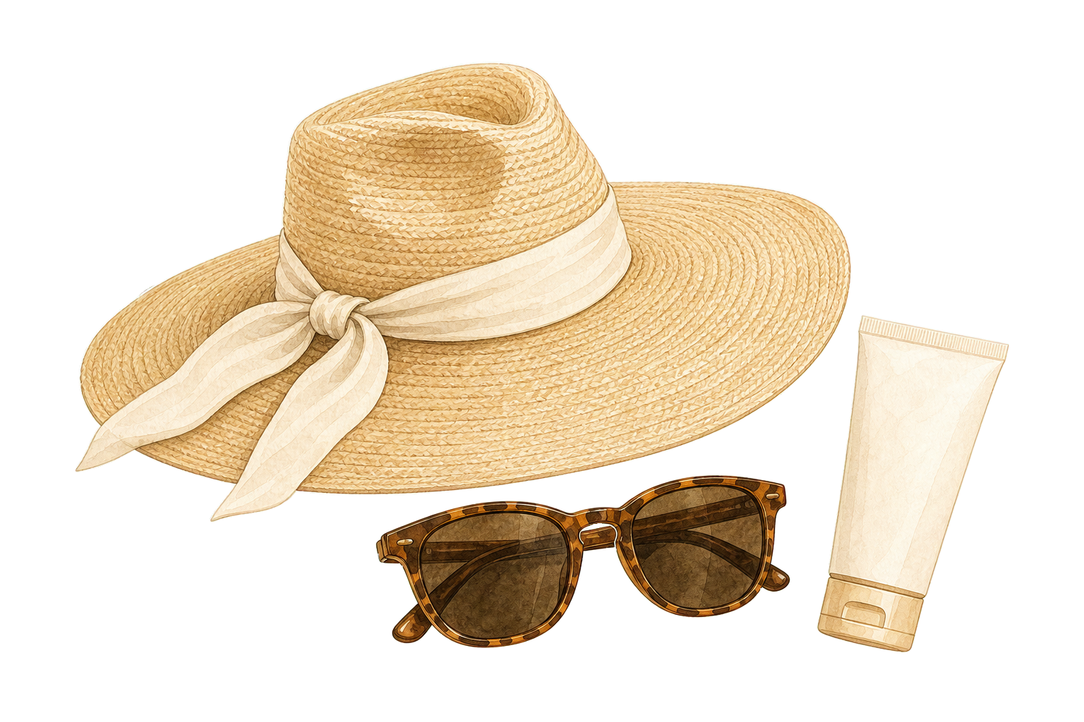 Sun Hat Sunglasses And Mineral SPF