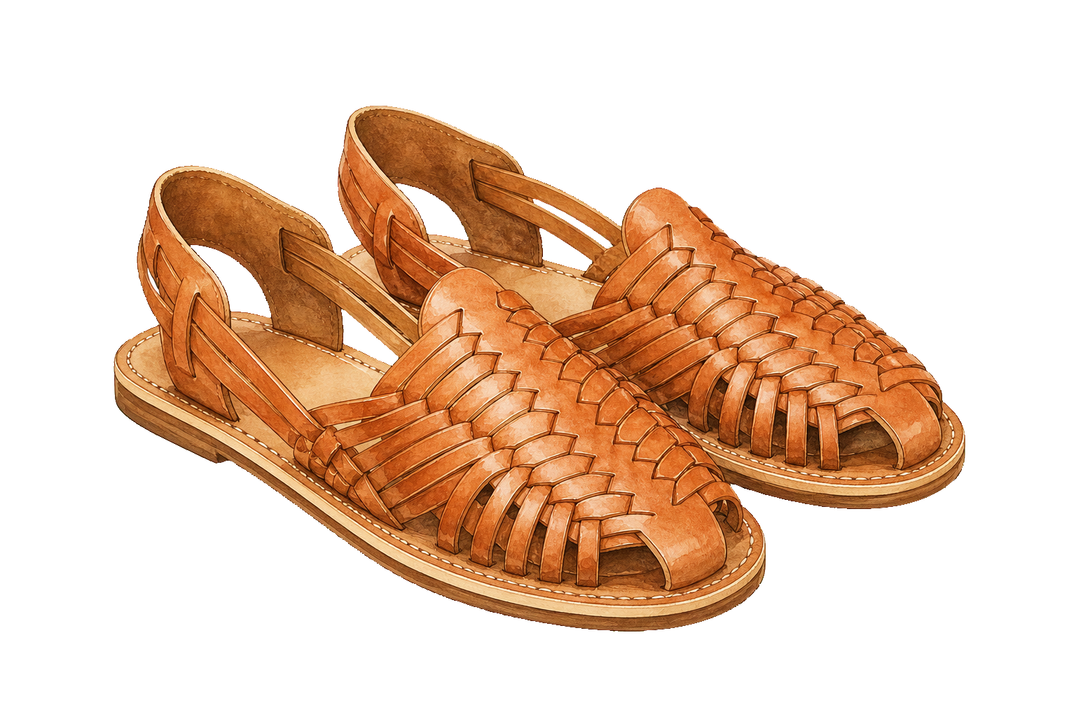 Cognac Leather Huaraches