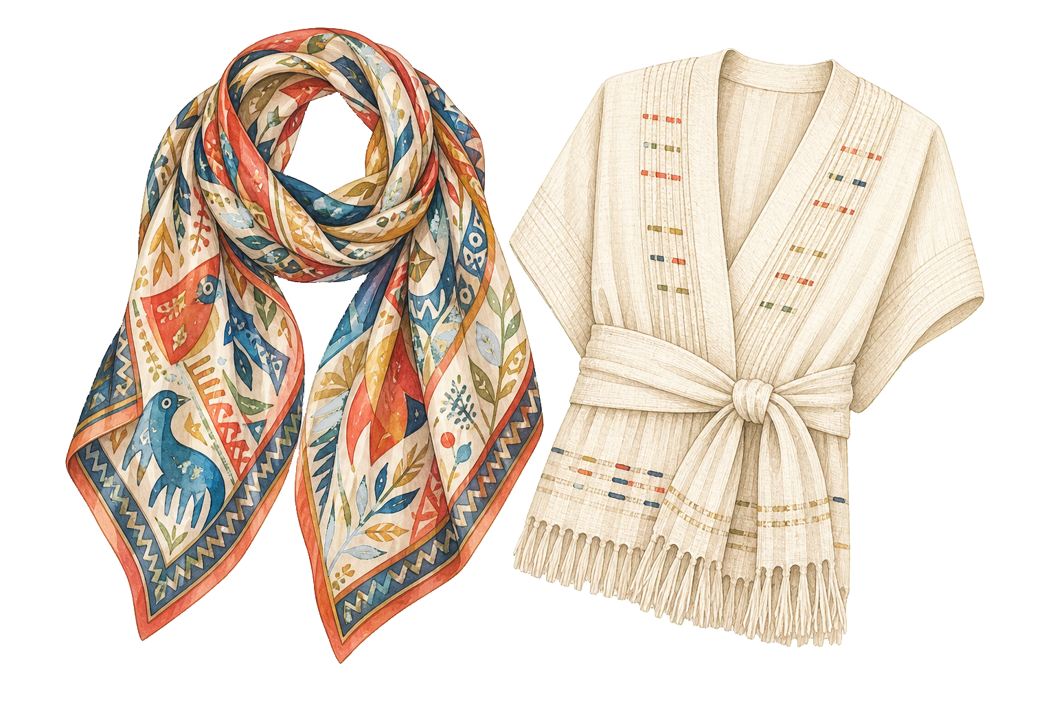 Mexican Silk Scarf And Linen Rebozo Dress