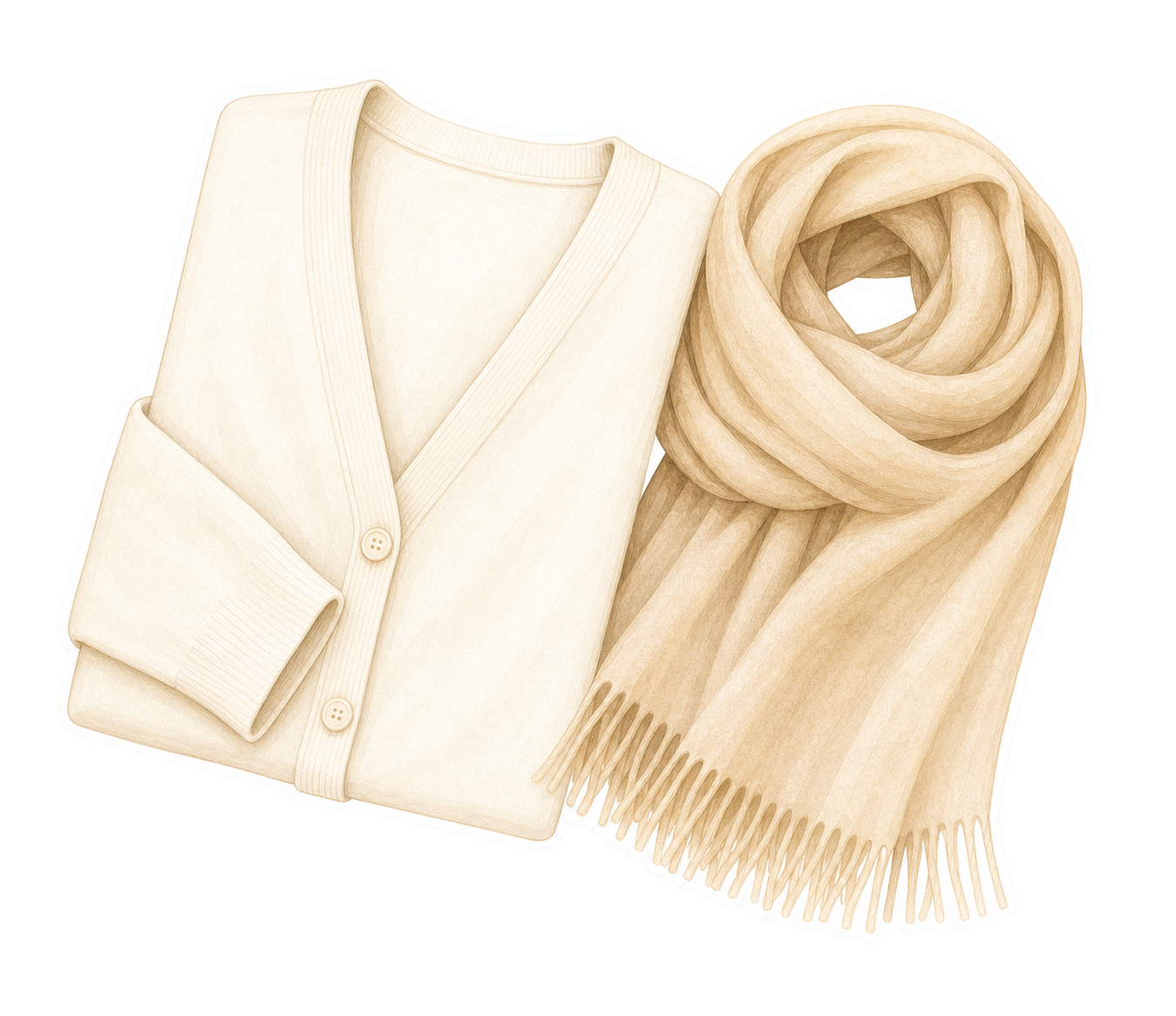Cream Cardigan And Sand Pashmina