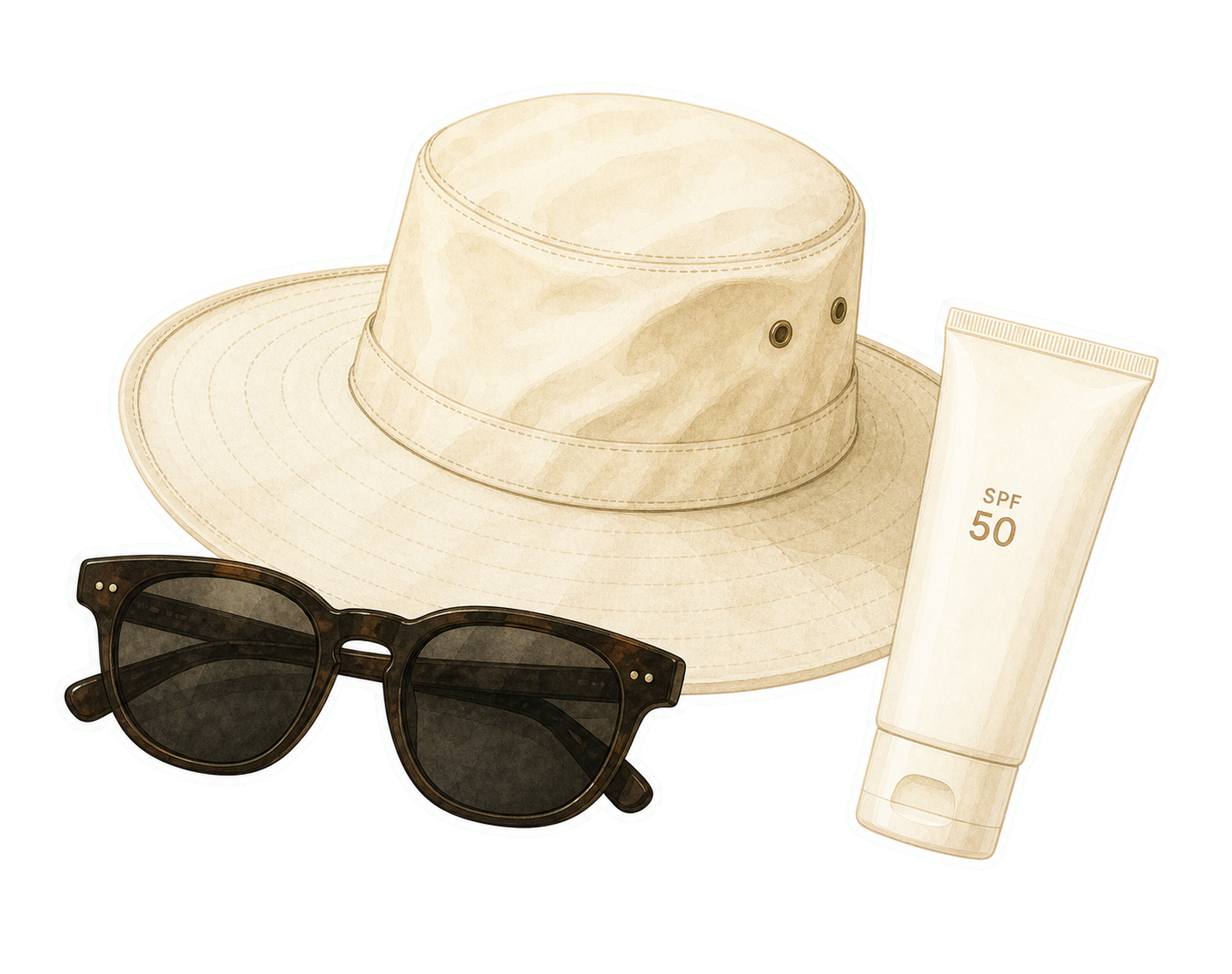 Canvas Hat Sunglasses And SPF