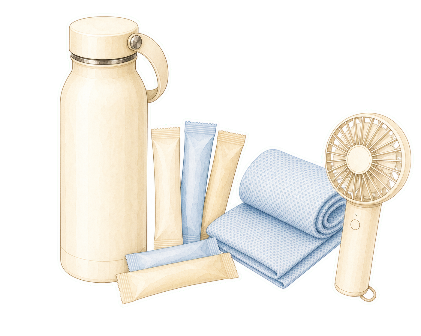 Electrolytes Bottle Cooling Towel And Fan