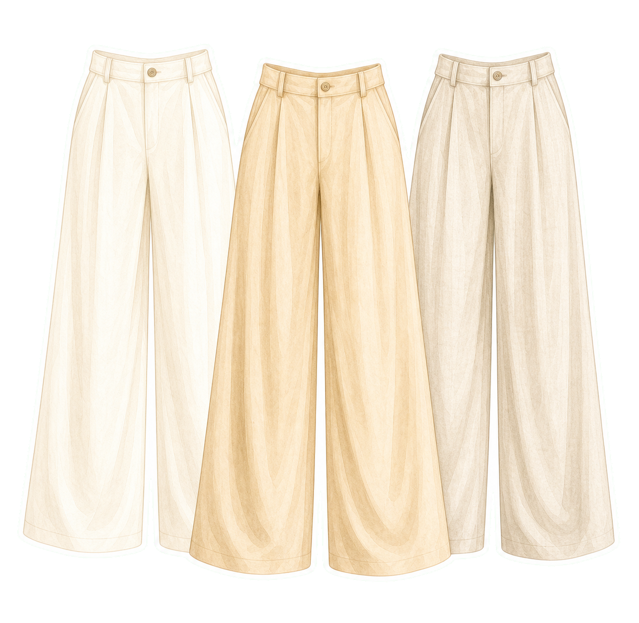 Cream Beige Stone Wide-Leg Trousers