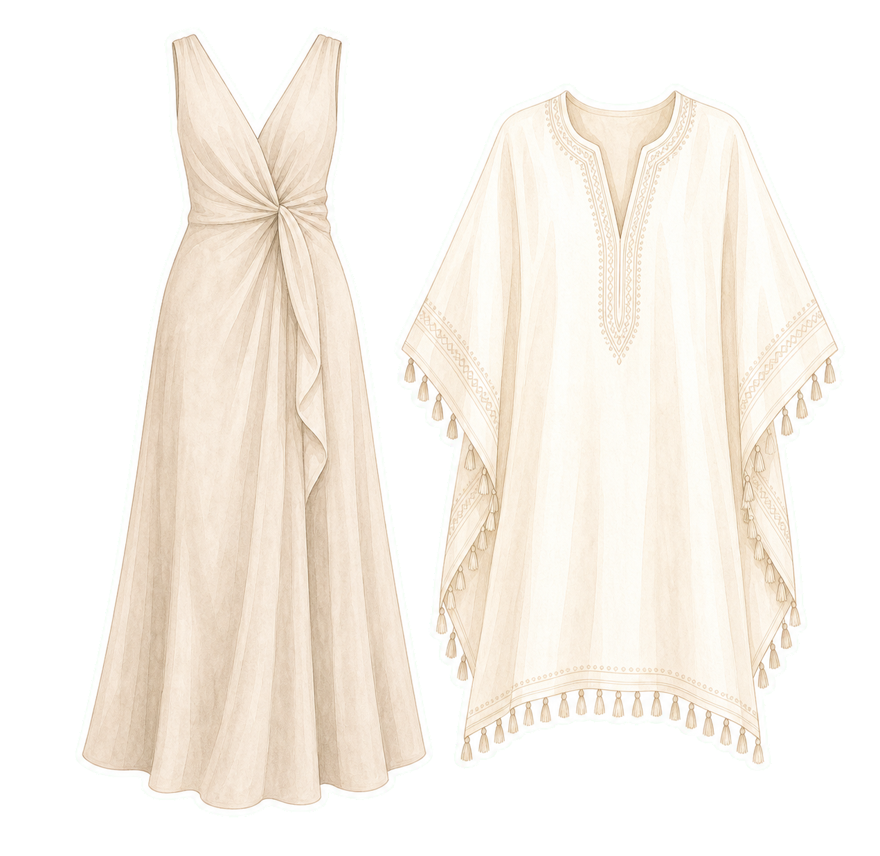 Stone Maxi Dress And Ivory Kaftan