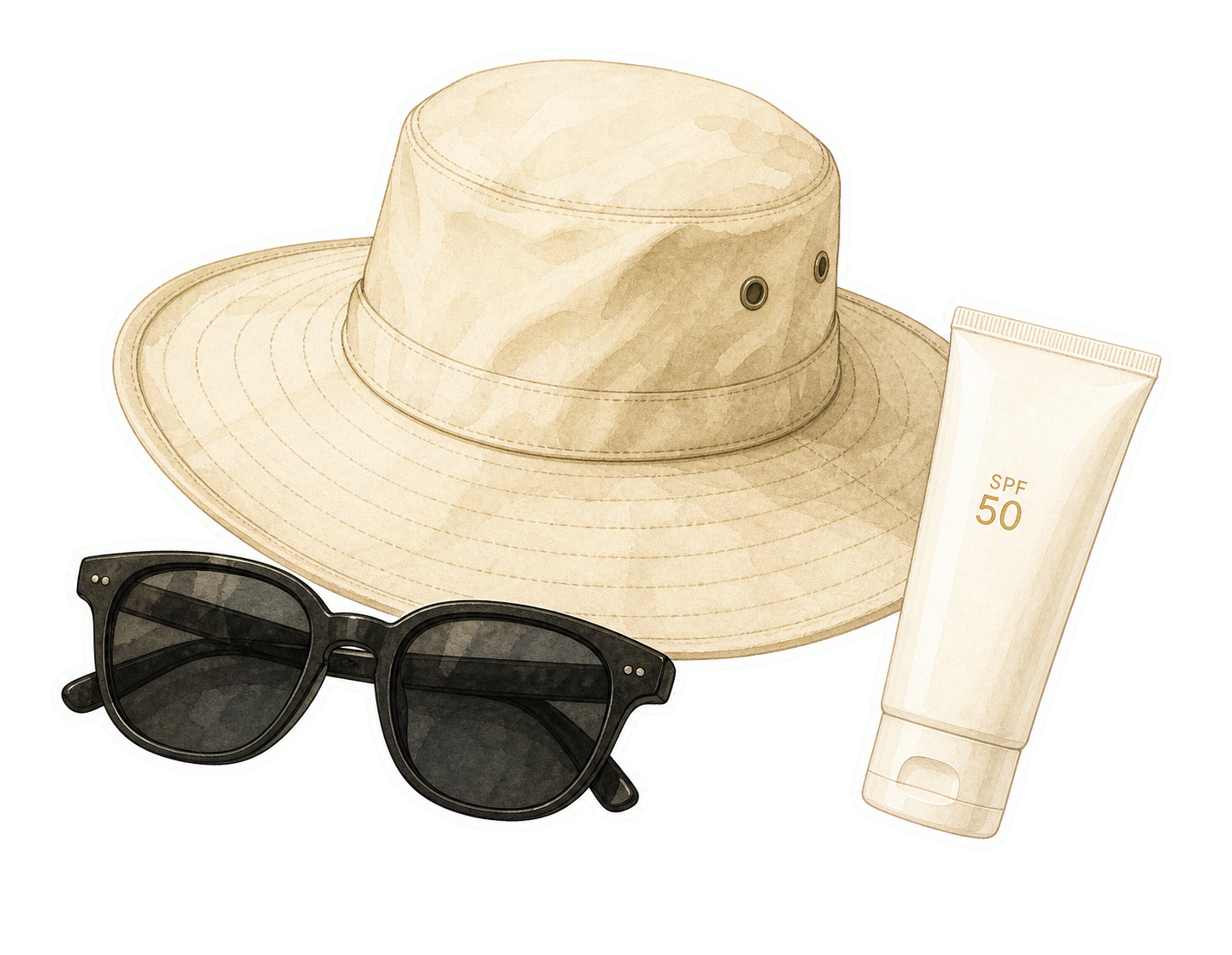 Canvas Hat Sunglasses And SPF