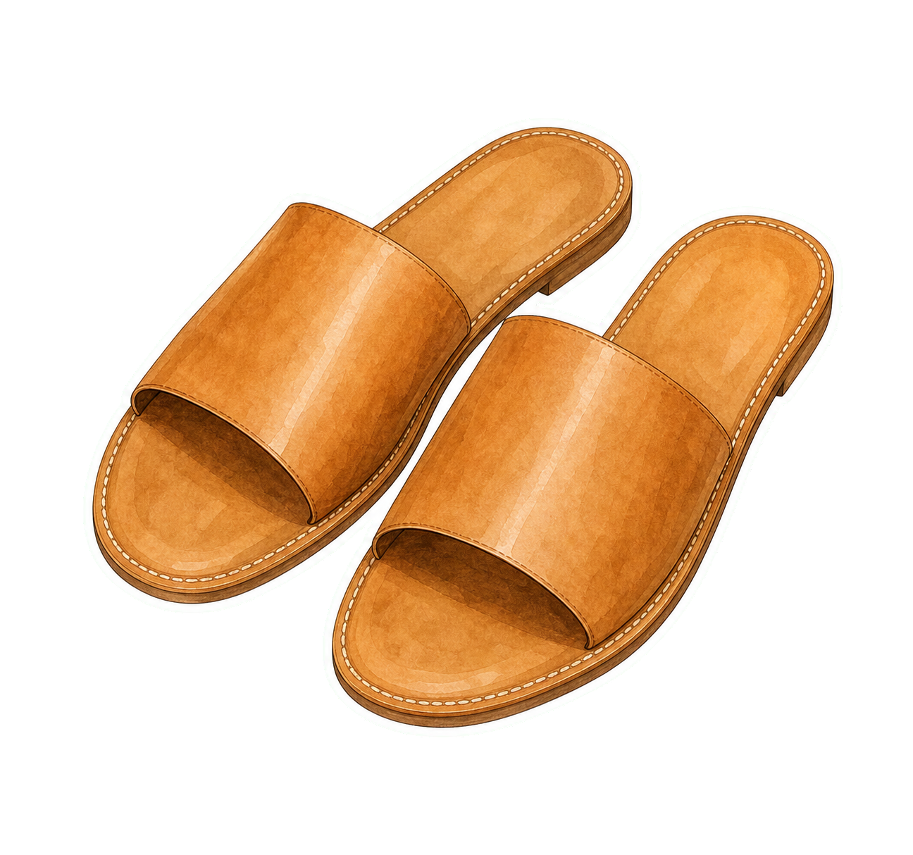 Tan Slip-On Leather Sandals