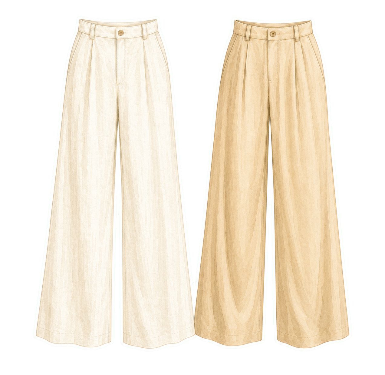 Cream Beige Wide-Leg Trousers