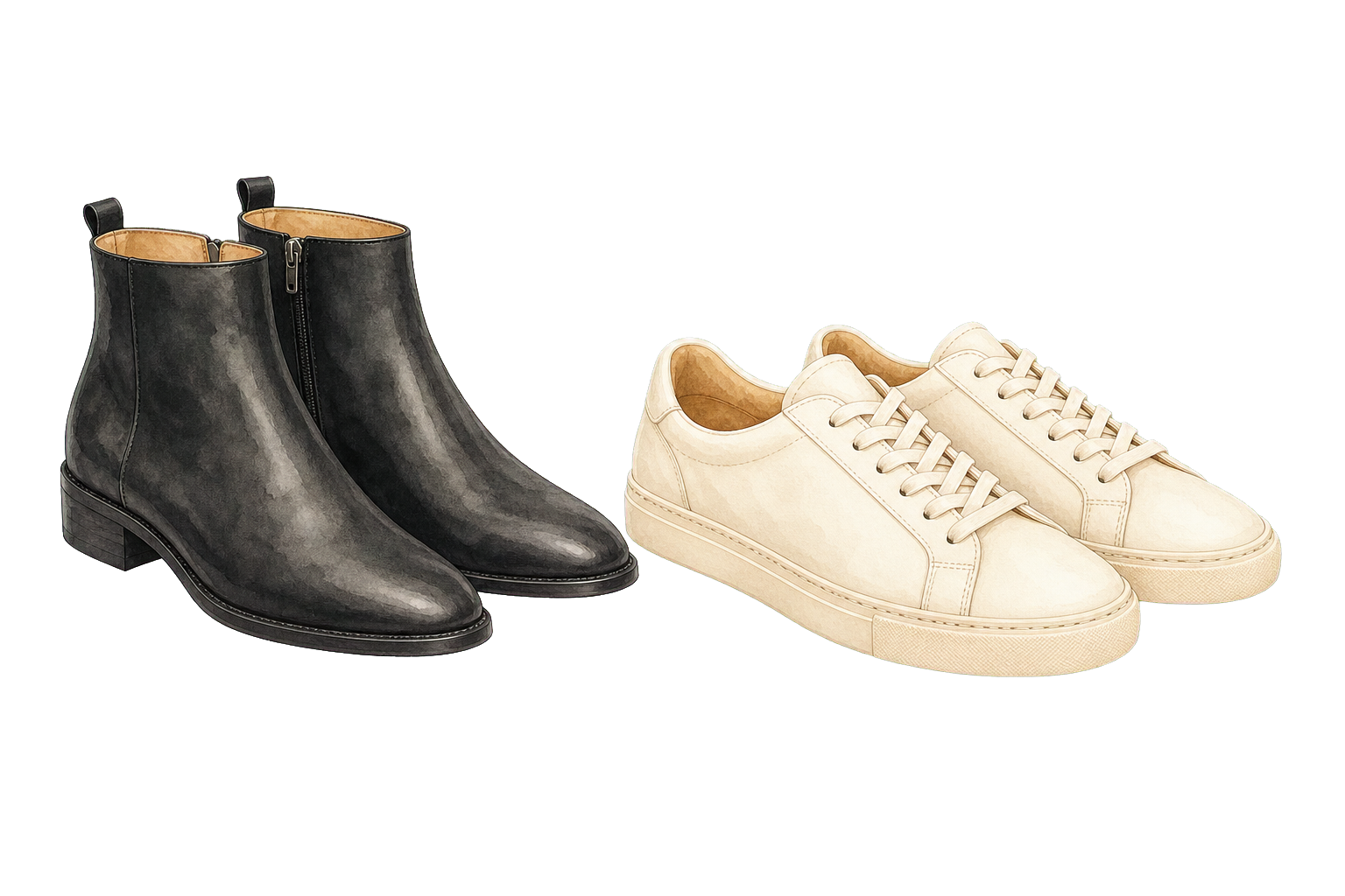 Leather Sneakers And Ankle Boots