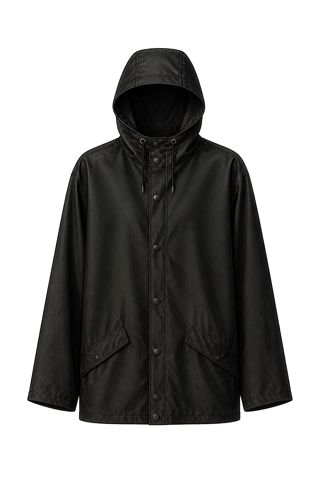 Black Hip-Length Windproof Shell