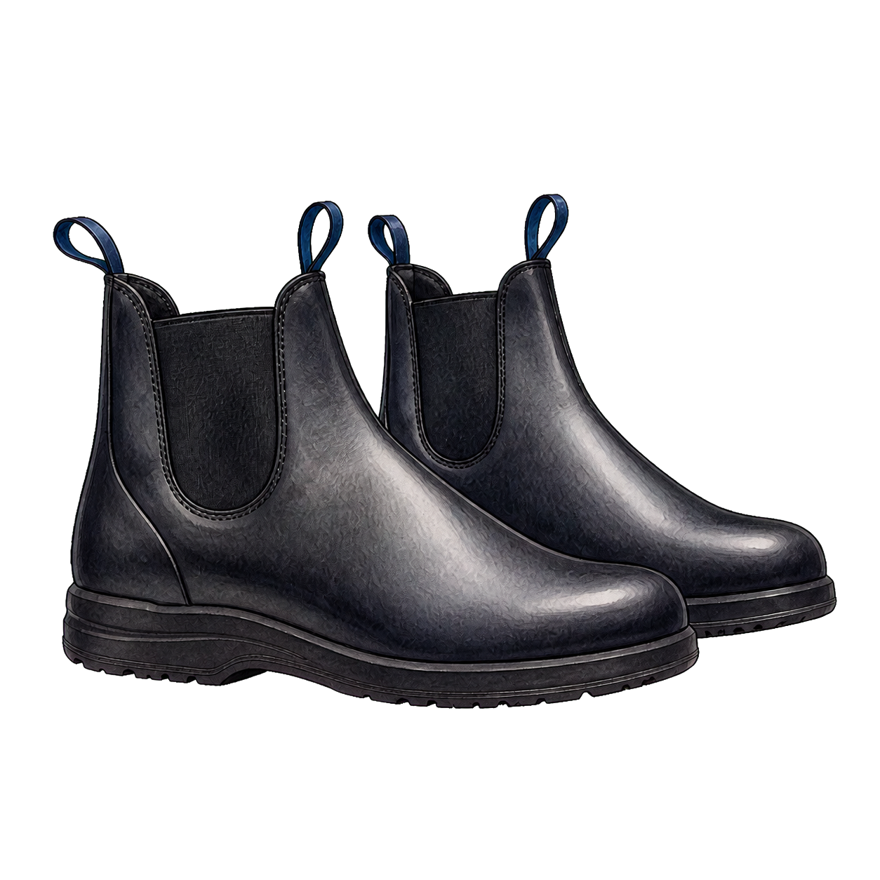 Black Sealed Leather Chelsea Boots