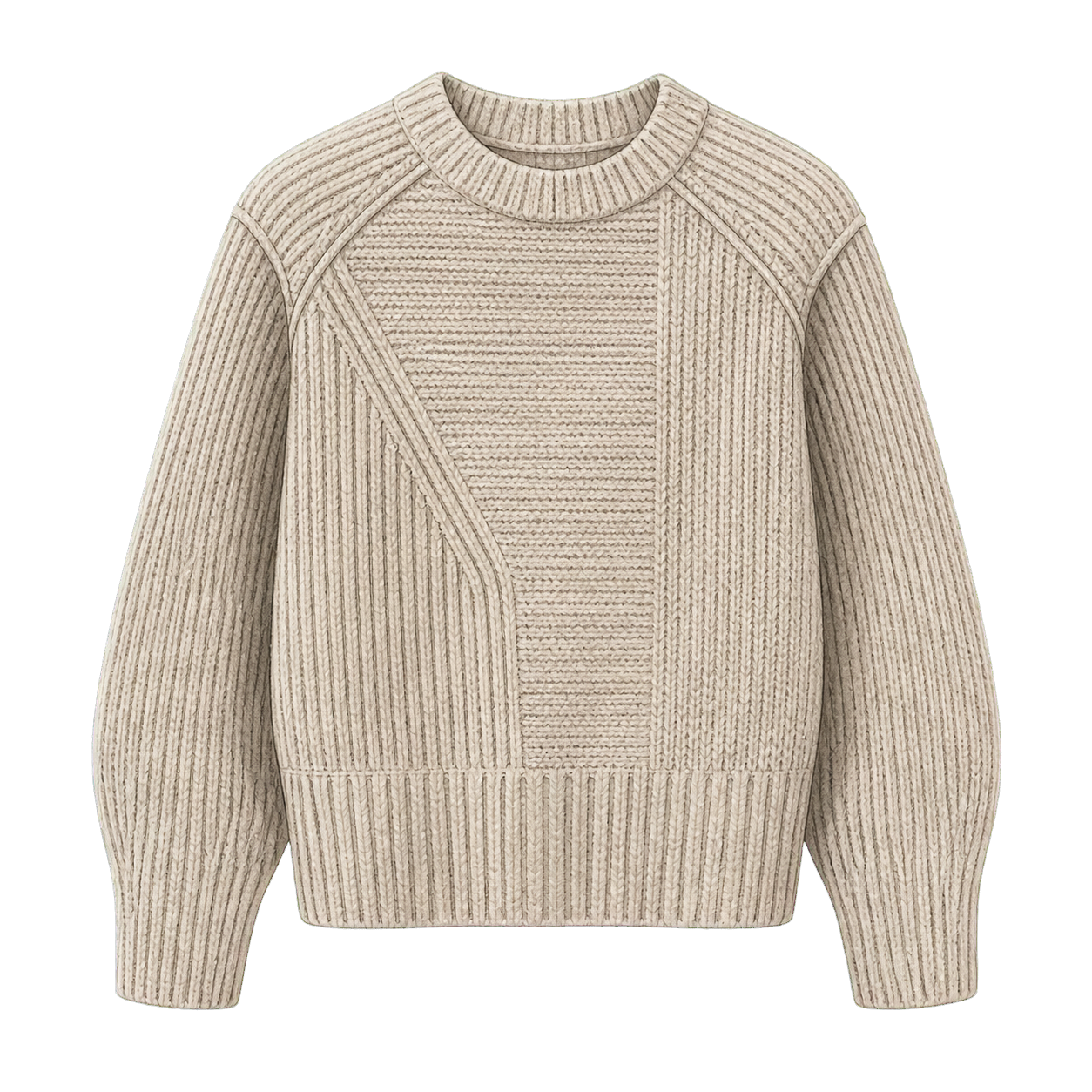 Stone Chunky Wool Crew-Neck Knit