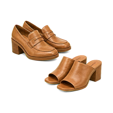 Leather block-heel loafer or block-heel mule