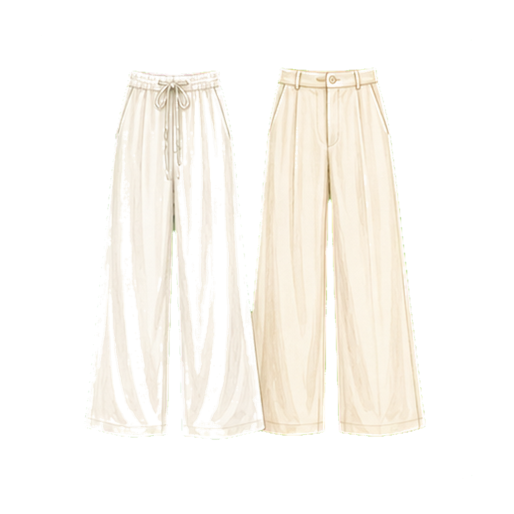 Wide-leg cream trousers (2+ pairs)