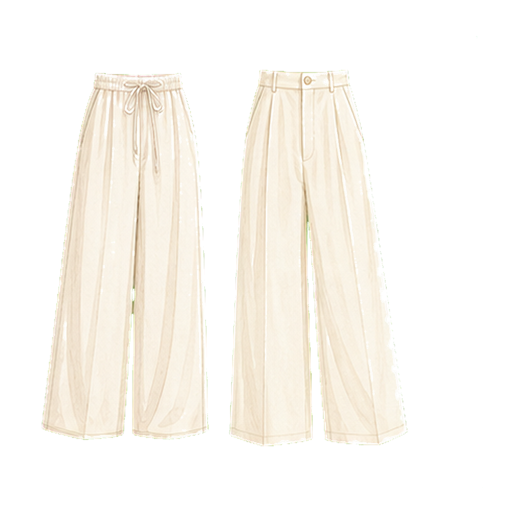 Wide-leg cream trousers (2+ pairs)