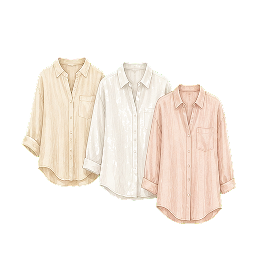 Linen or rayon long-sleeve sun-cover (multiple)