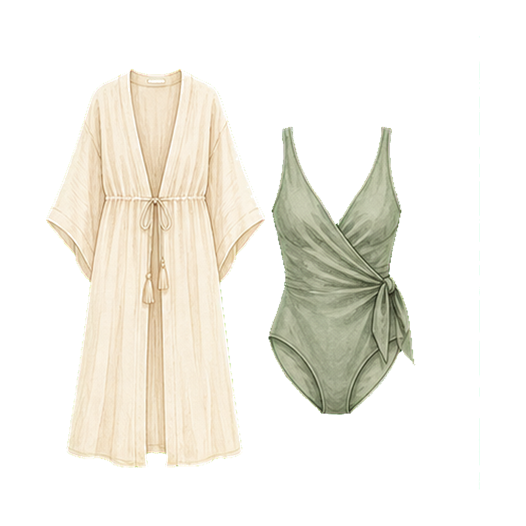Modest swim cover-up + swimsuit