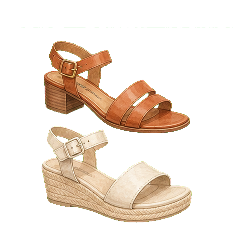 Block-heel sandals + wedges