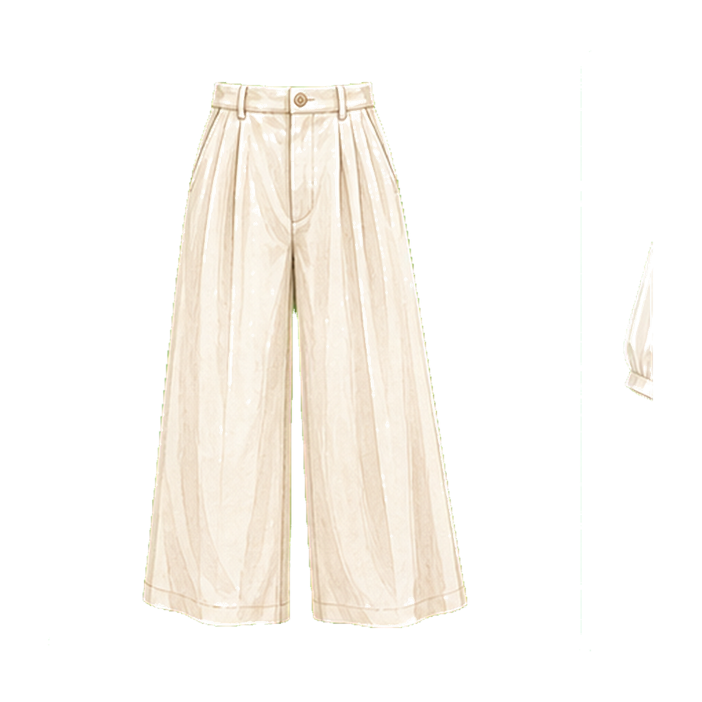 Wide-leg cream or beige trousers