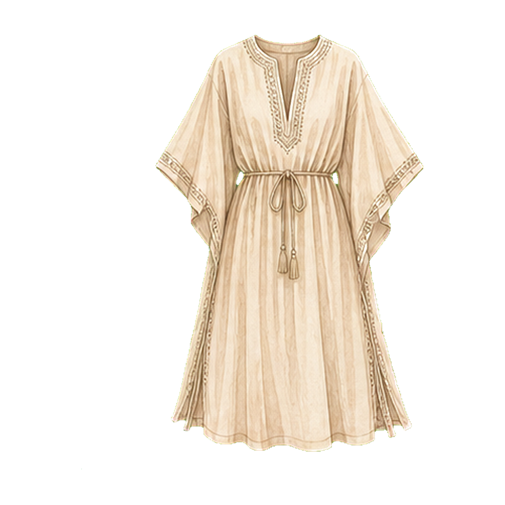 Maxi dress or knee-length kaftan
