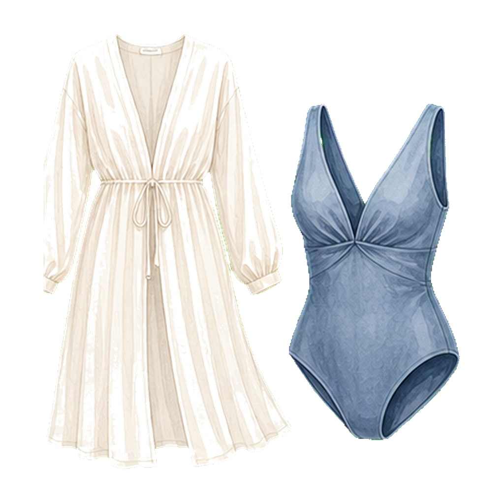 Modest swim cover-up + swimsuit