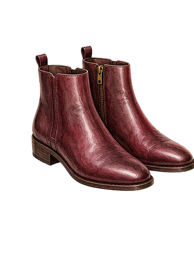 Oxblood Leather Ankle Boots
