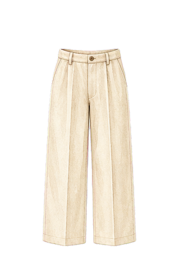 Cream Straight-Leg Trousers