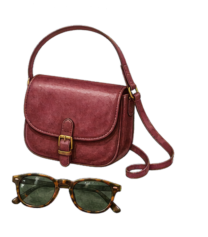 Oxblood Crossbody And Sunglasses