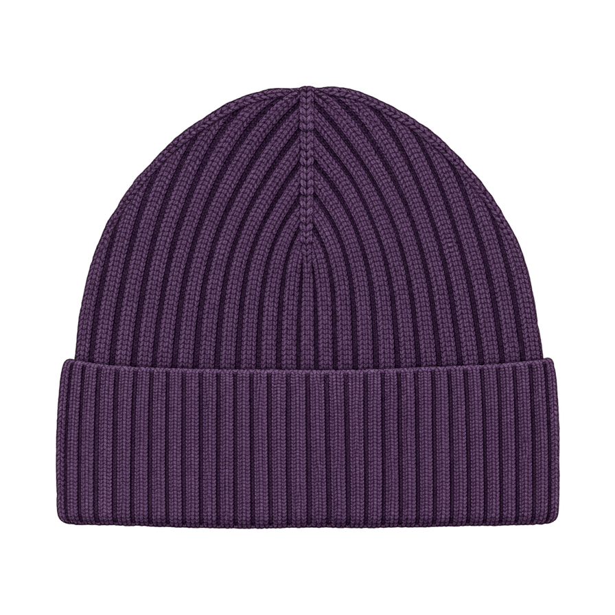 Plum Ribbed Merino Beanie