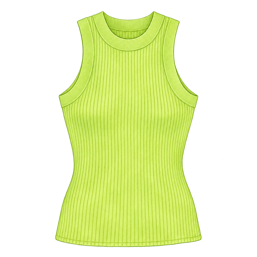 Lime Ribbed Cotton Tank
