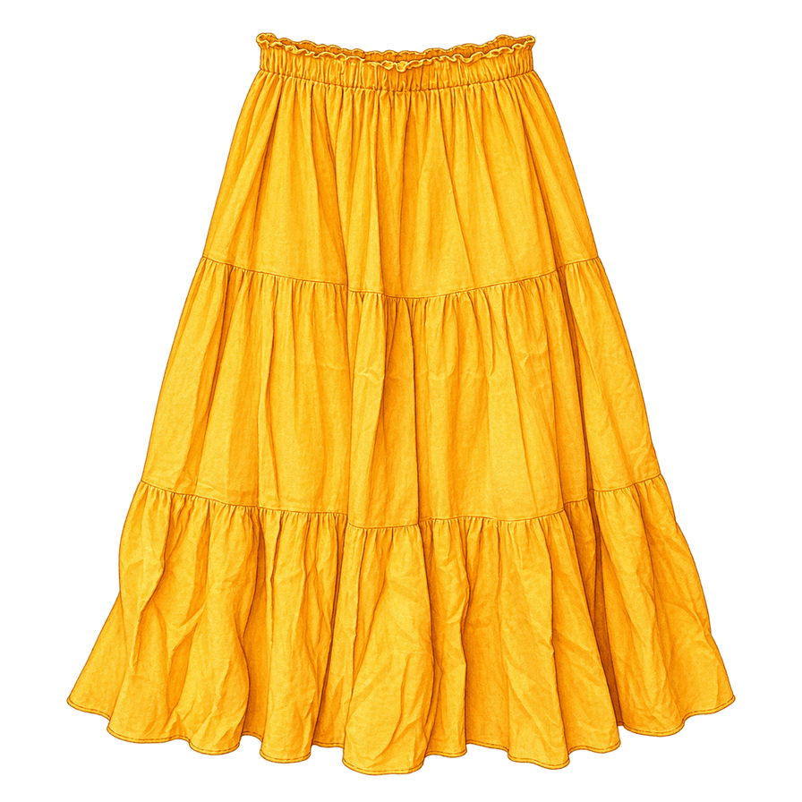 Marigold cotton-voile tiered midi skirt