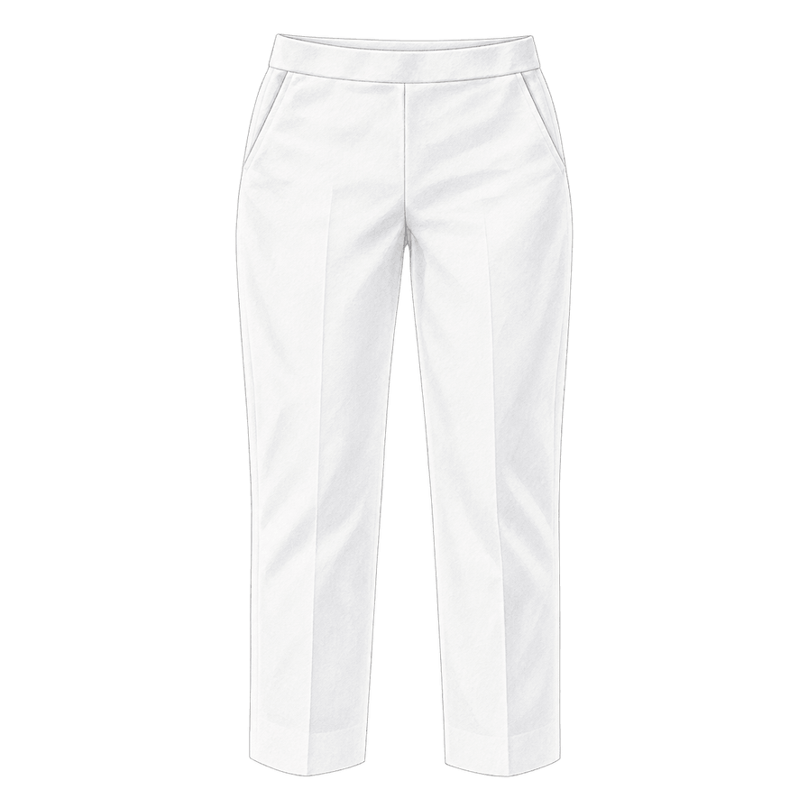 White cropped cotton-twill trousers