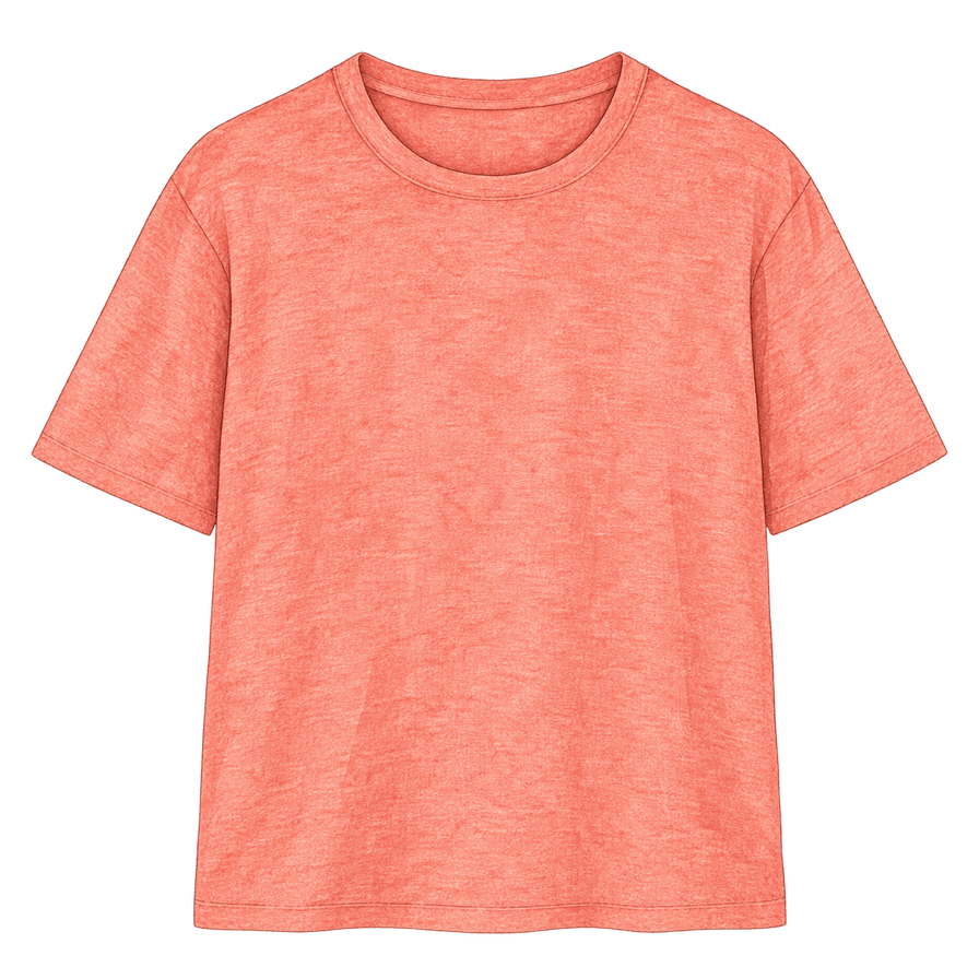 Coral linen-cotton crew-neck tee