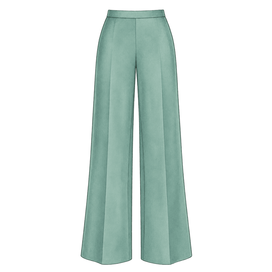 Jade wool-crepe wide-leg trousers