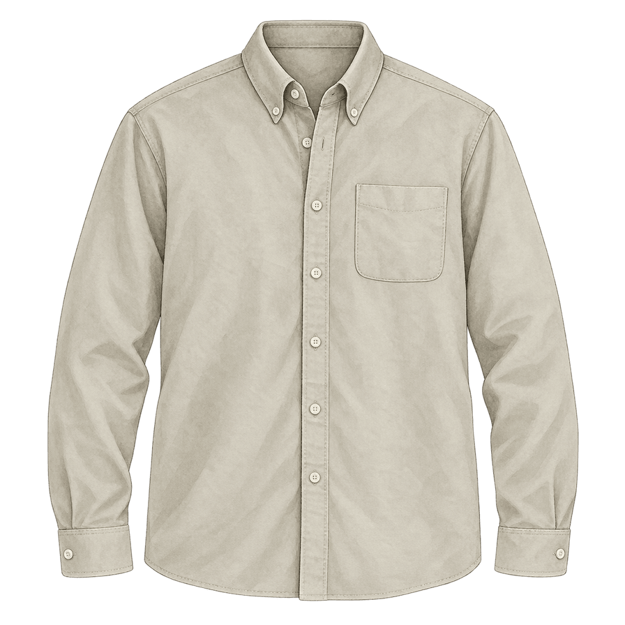 Stone cotton Oxford button-down shirt