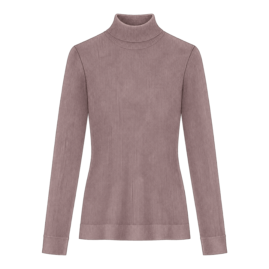 Mauve fine-rib turtleneck