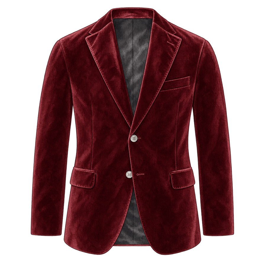 Oxblood cotton-velvet blazer, single-breasted