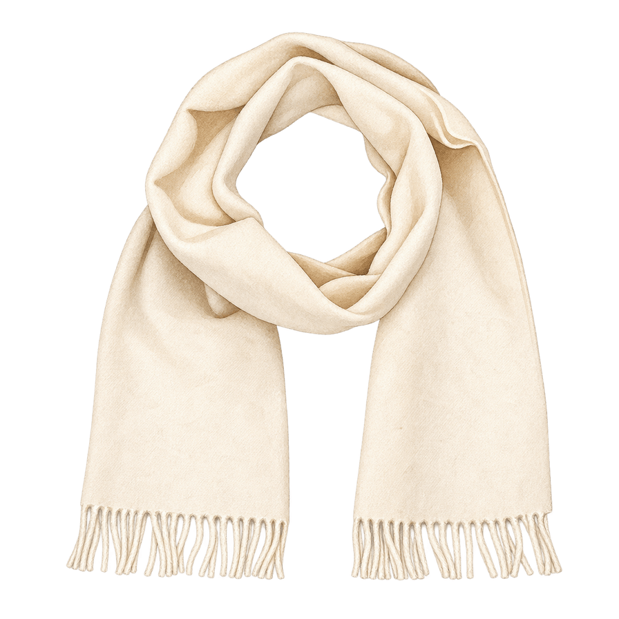 Cream brushed-wool stole, fringed