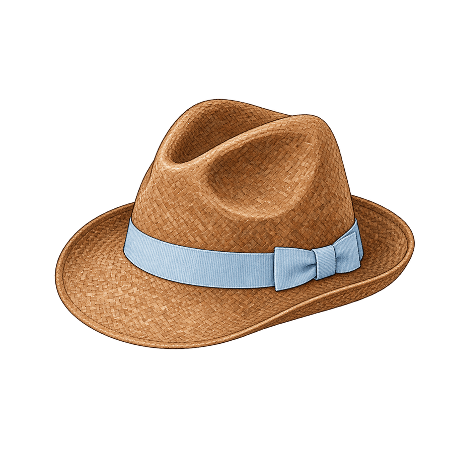 Tobacco straw fedora, celeste band