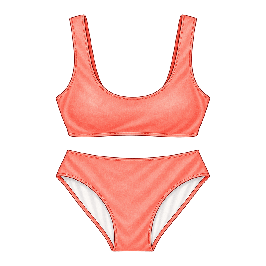 Soft coral scoop-neck bikini