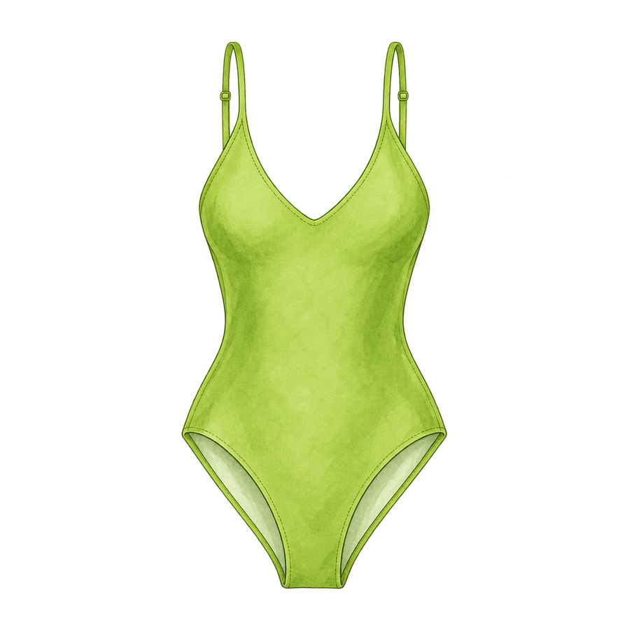Lime V-neck one-piece