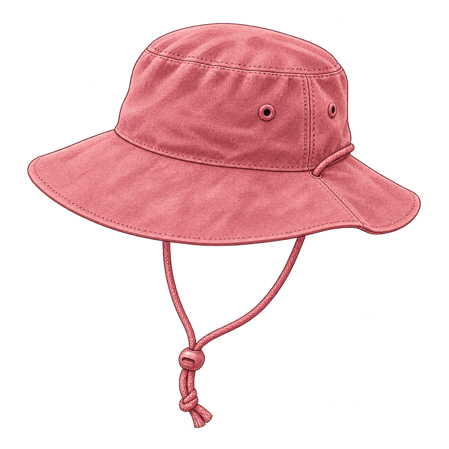 Protea-pink canvas sun hat with a chin cord