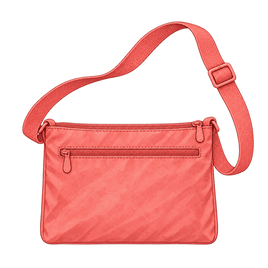 Coral nylon zip crossbody