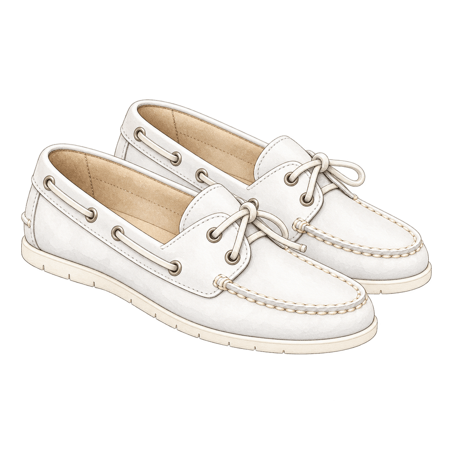 White leather deck shoes