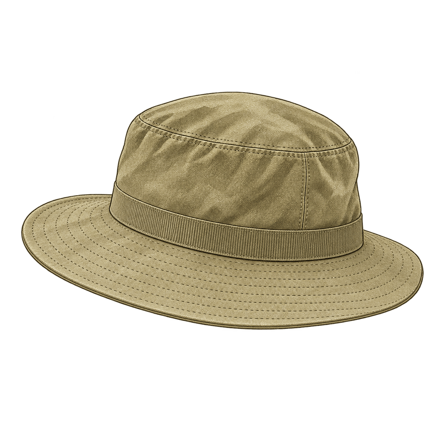 Olive canvas wide-brim sun hat