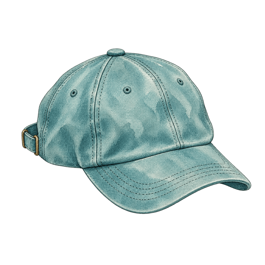 Ocean-teal cotton-twill cap, no logo