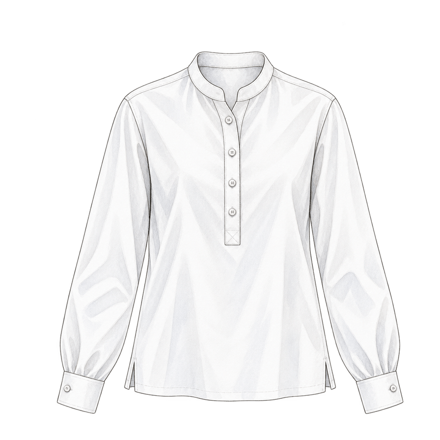 White band-collar poplin popover