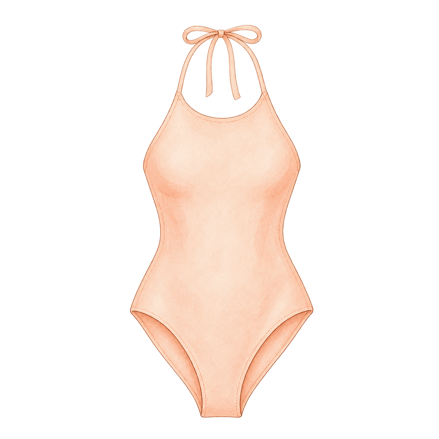Pale peach halter one-piece