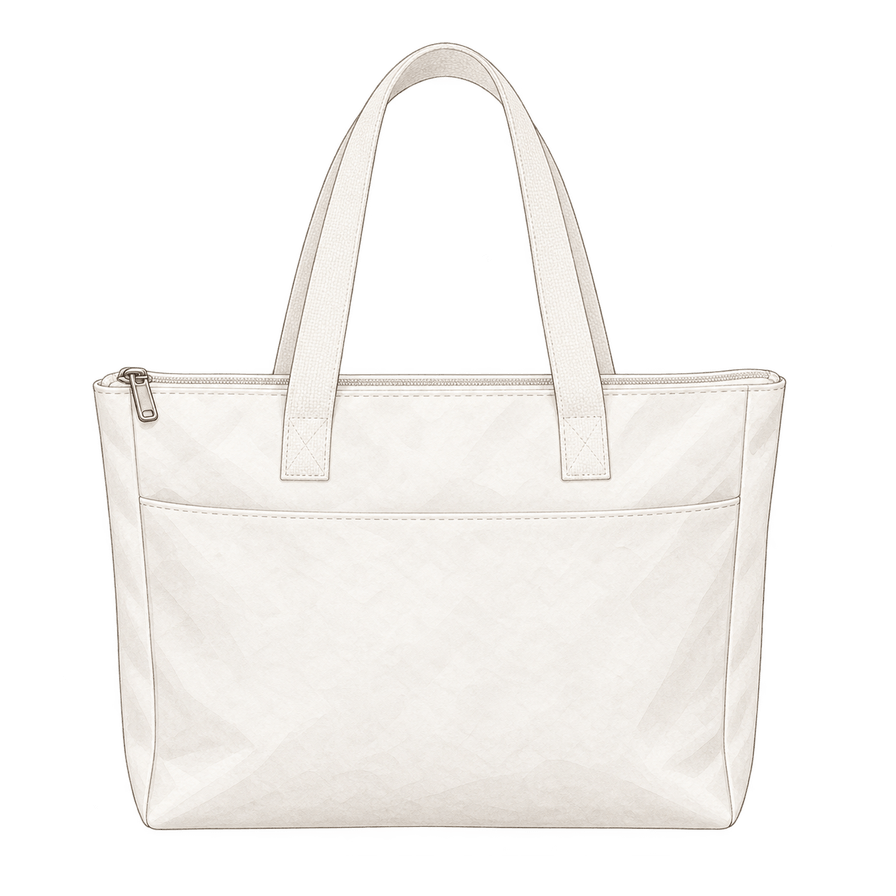 White coated-canvas zip tote
